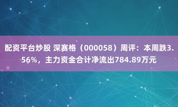 配资平台炒股 深赛格（000058）周评：本周跌3.56%，主力资金合计净流出784.89万元